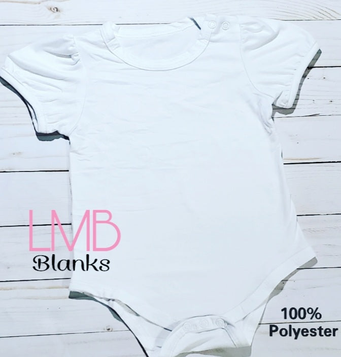 RTS 100 Polyester white puff sleeve bodysuit for girls, soft and comfortable blank shirt for sublimation projects