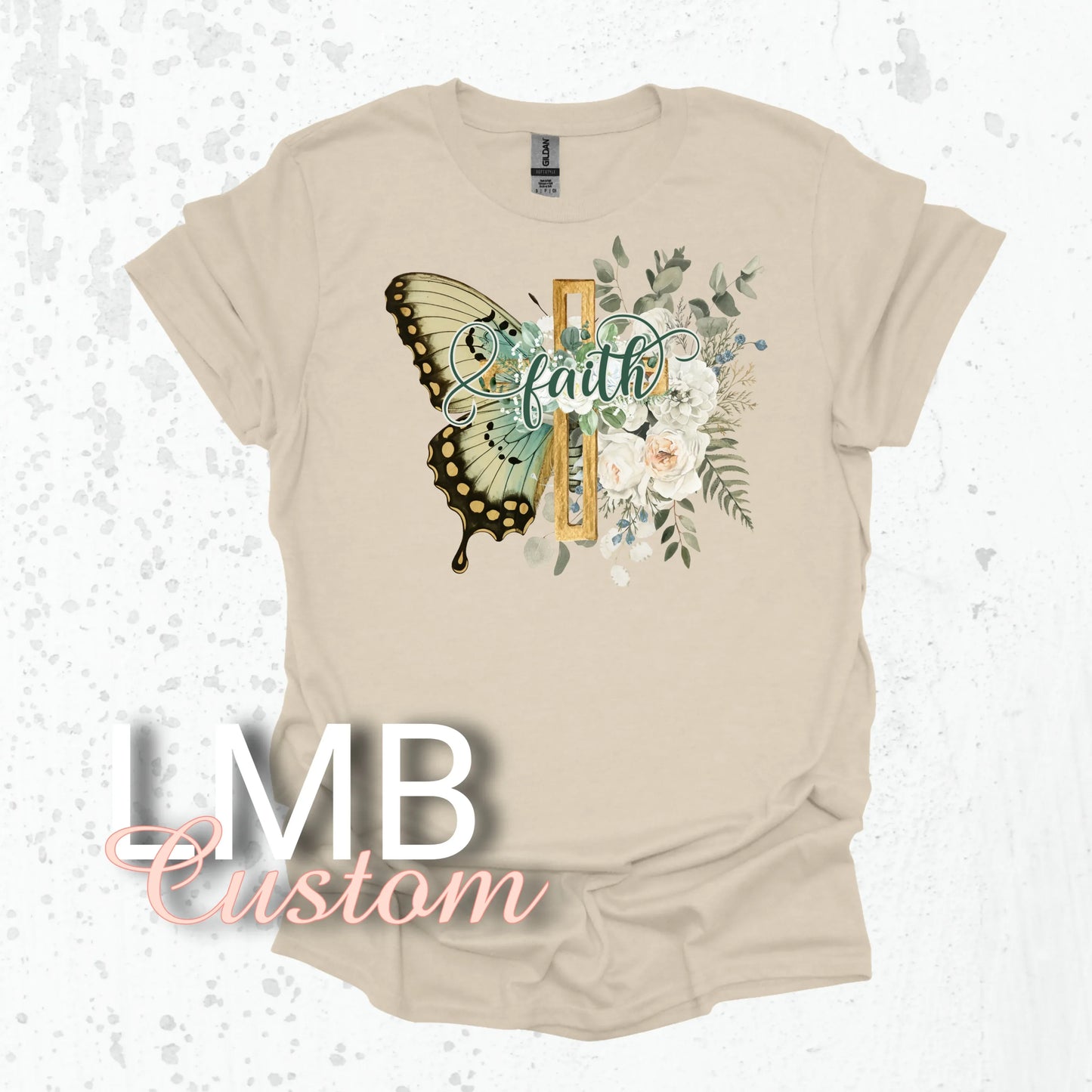Butterfly Faith Beige Shirt - Lil Mz Bowtique