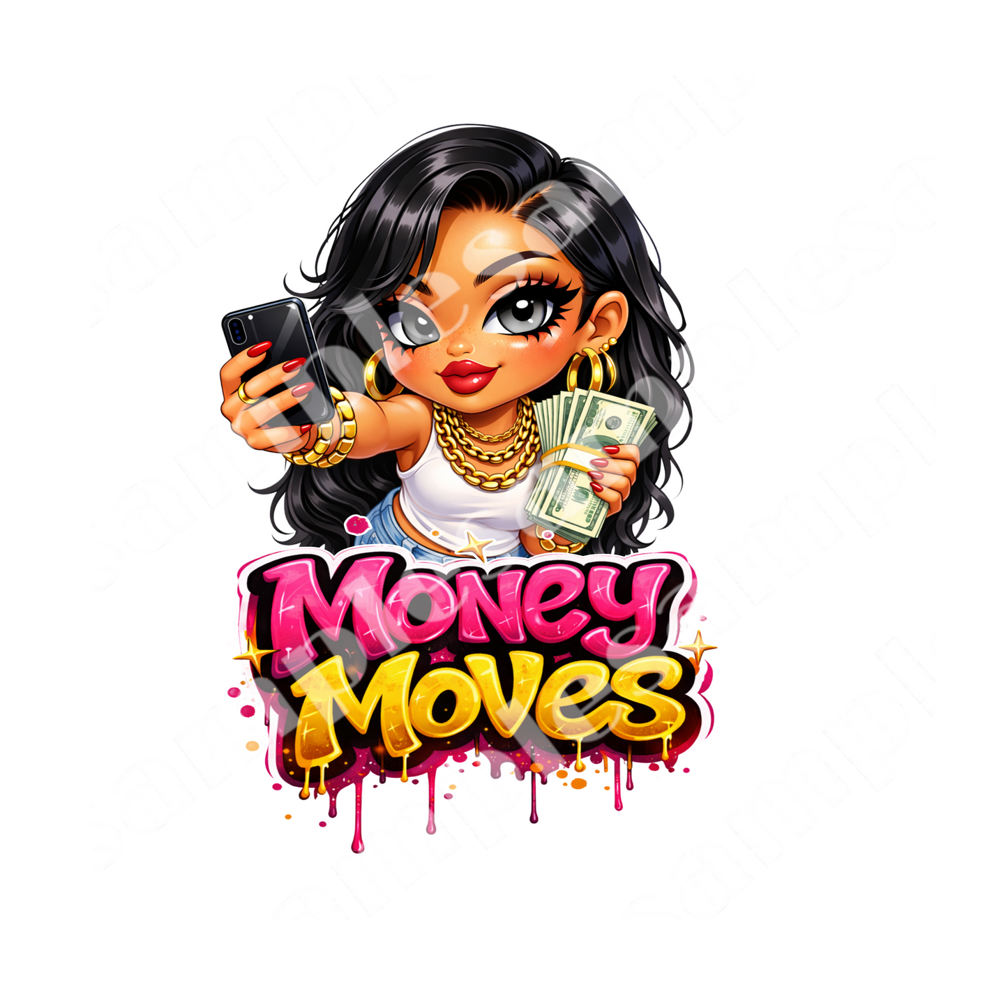 Money Moves 5 Chibi Girl Sticker Bundle Cliparts ( Digital Product)