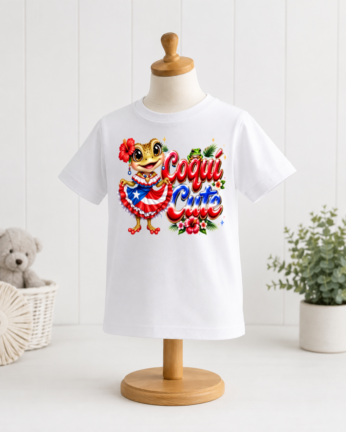 Coquí Cute Girls Puerto Rican T-Shirt – Boricua Frog Youth Graphic Tee