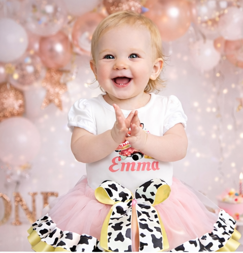 Cute Cow Theme Birthday Tutu Outfit