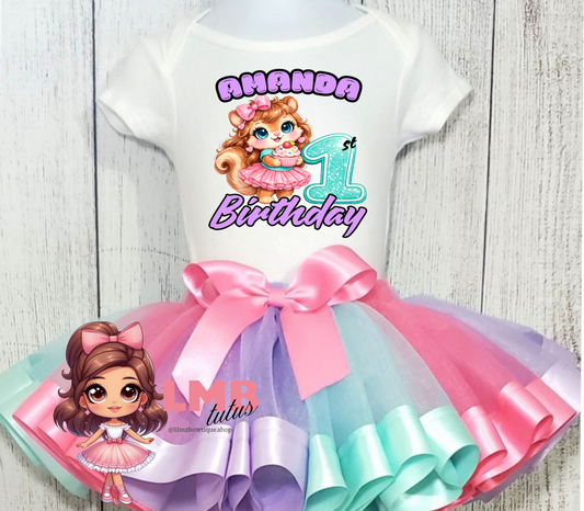 Cute Chipmunk Girl Birthday Tutu Outfit