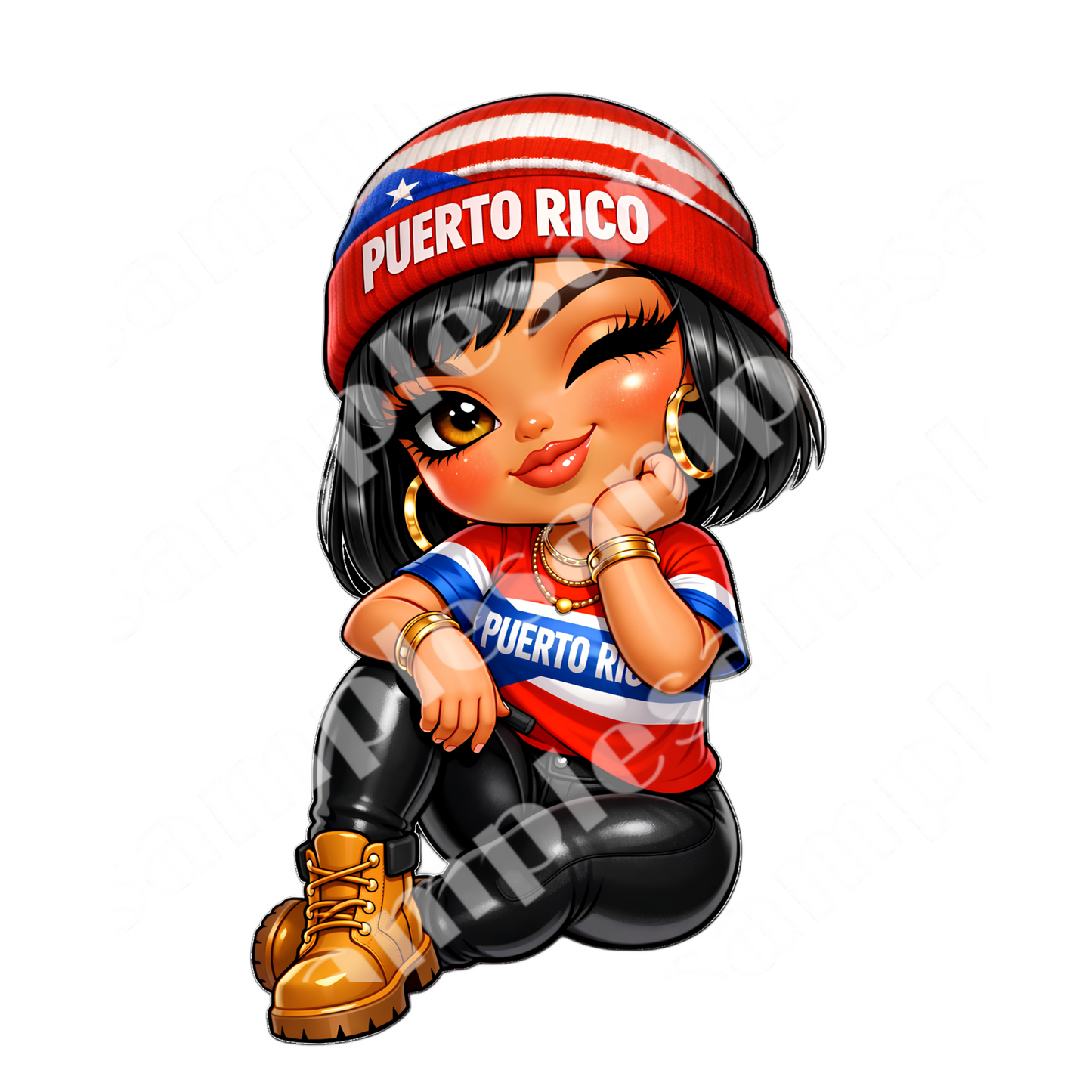 PR Beanie Chibi Girl 5 Sticker Designs (Digital product)