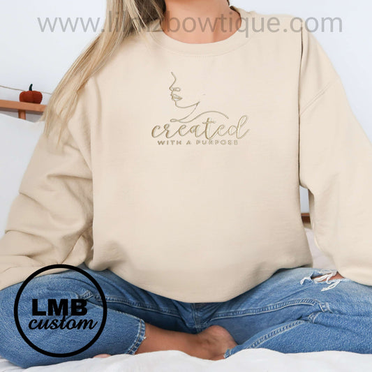 Embroider Created with a purpose Adult Sweatshirt  image 0