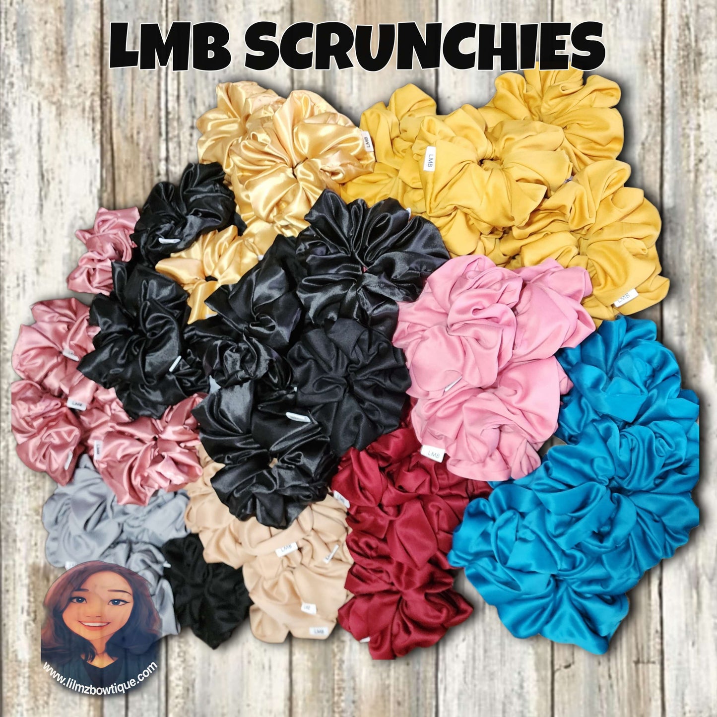 Colorful XL Scrunchies made from lightweight  knit fabric with smooth finish and slight stretch