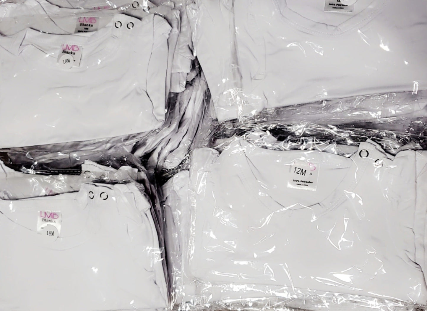 RTS 100% polyester puff sleeve shirts for sublimation projects in resealable clear bags