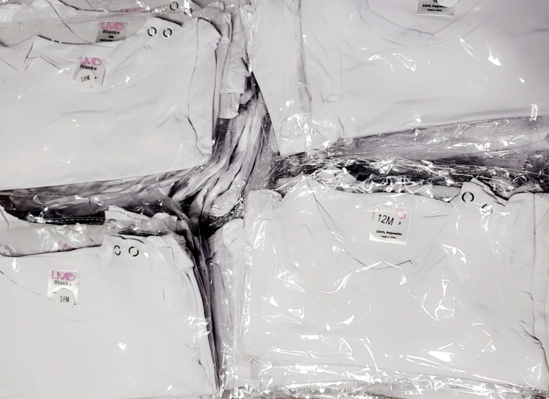 RTS 100% polyester puff sleeve shirts for sublimation projects in resealable clear bags