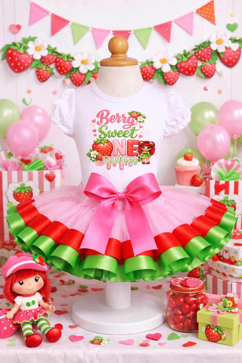 Berry Sweet One Strawberry 1st Birthday Tutu Outfit Set