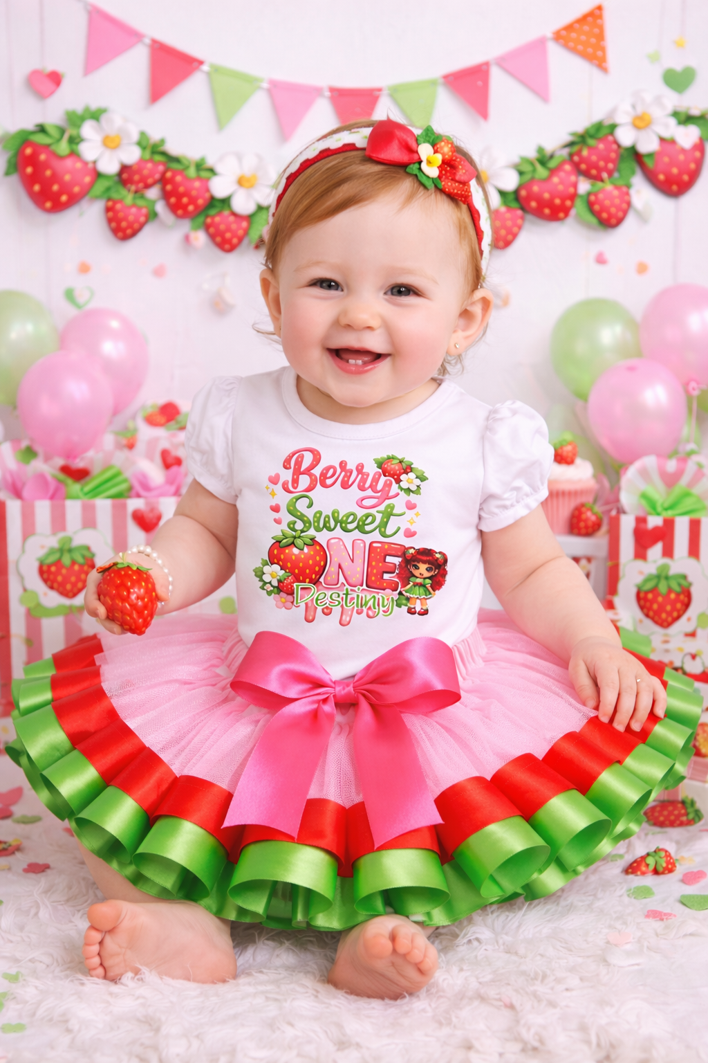 Berry Sweet One Strawberry Theme 1st Birthday Tutu Outfit