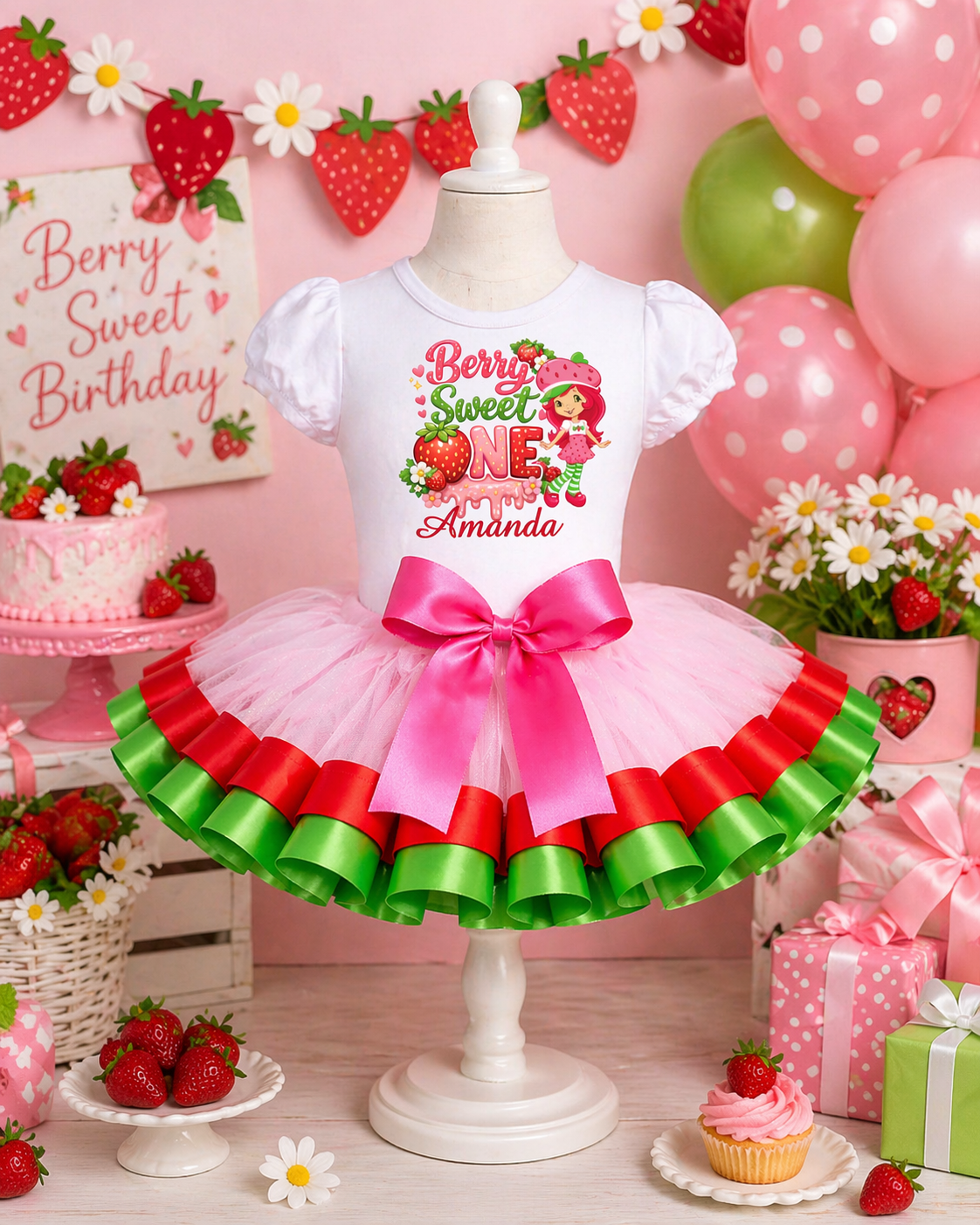 Strawberry Shortcake Girl 1st birthday tutu outfit