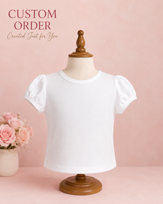 Custom Girls Birthday Shirt – Personalized Puff Sleeve Toddler Birthday Tee, Any Theme & Age