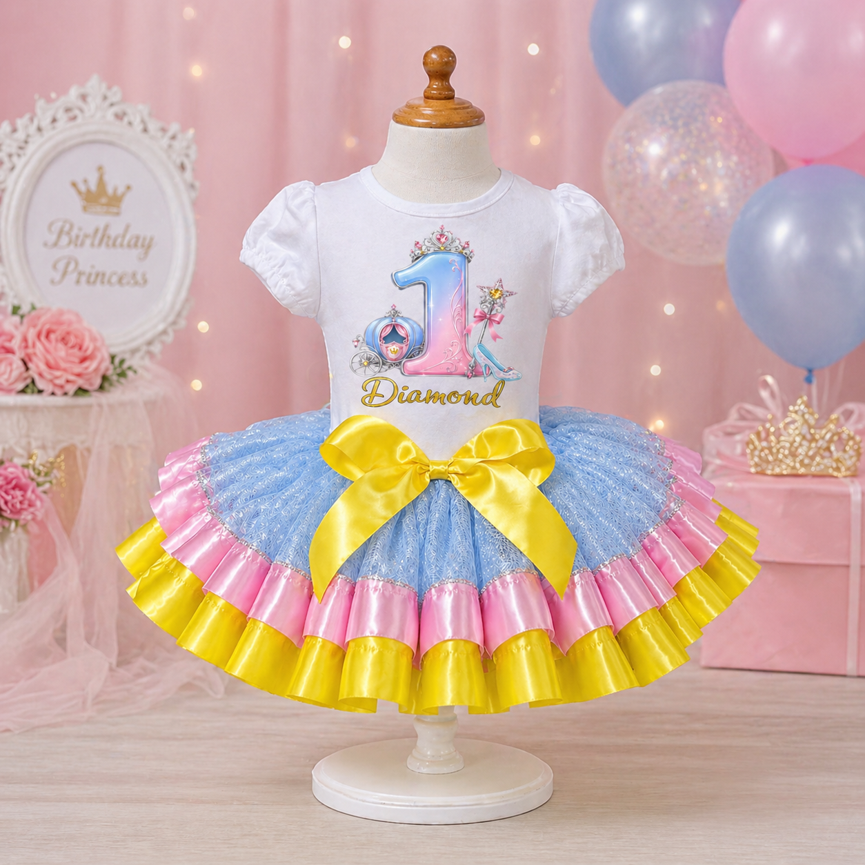 Cinderella Inspired Princess 1st Birthday Tutu Outfit | Ages 1-5 Birthday Princess Tutu Set
