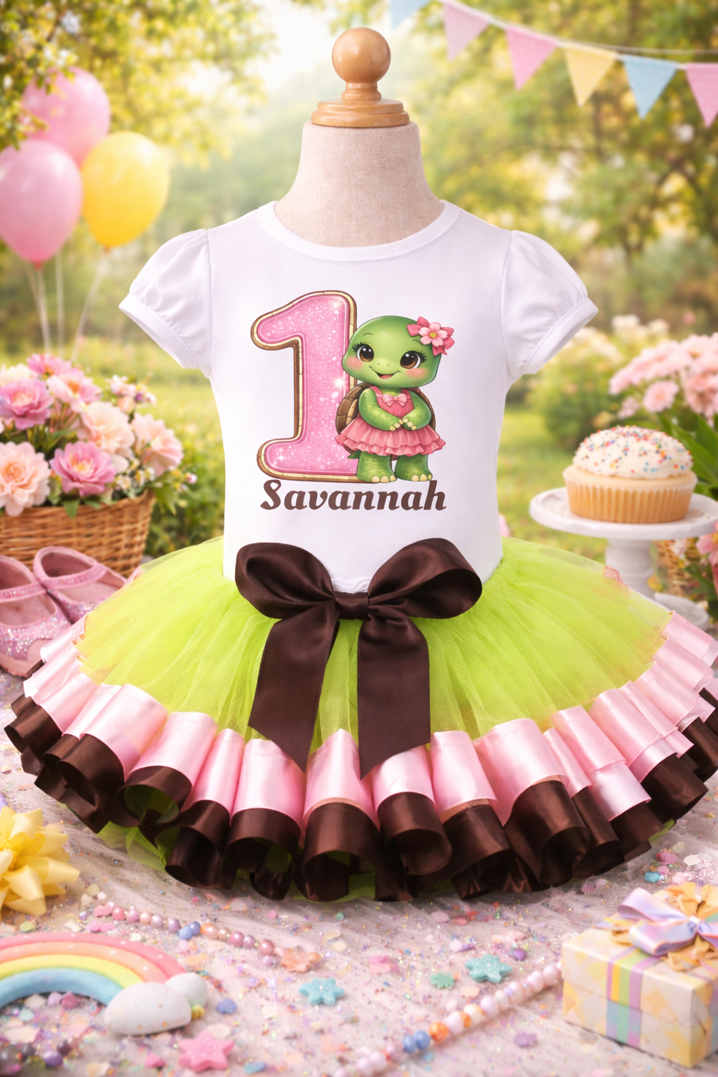 Cute Turtle Theme Birthday Tutu Outfit Set