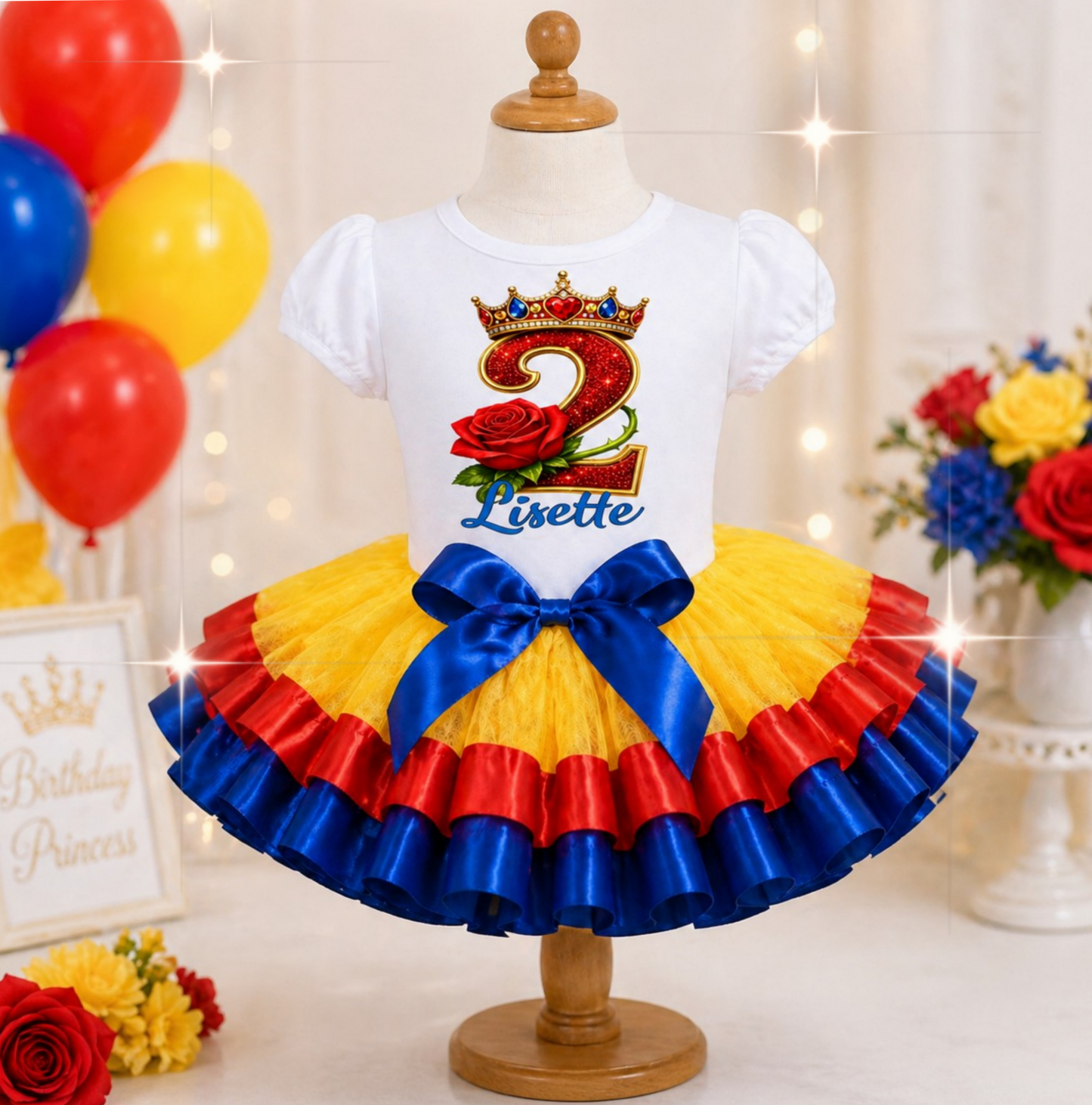 Fairytale Princess Belle  Theme Birthday Tutu Outfit ages 1-5