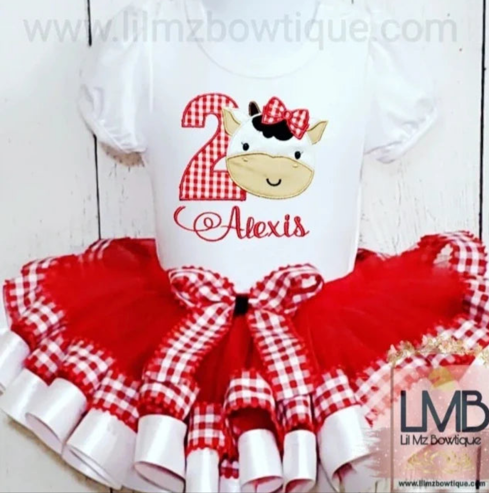 Cow Theme Birthday Tutu Outfit