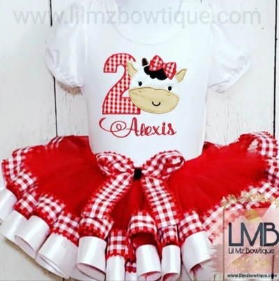 Cow Theme Birthday Tutu Outfit