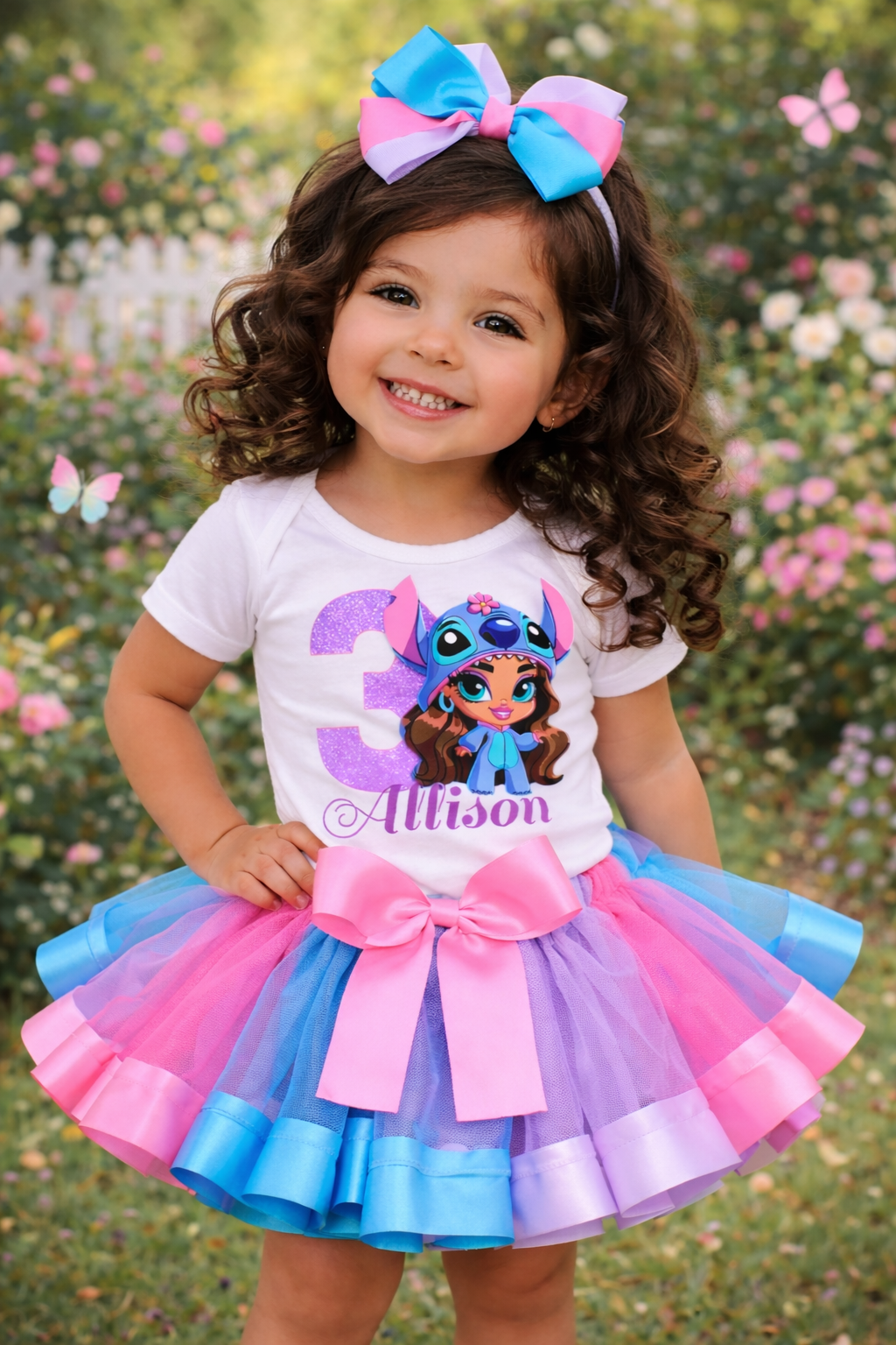 Inspired Stitch Chibi Girl Birthday Tutu Outfit Set