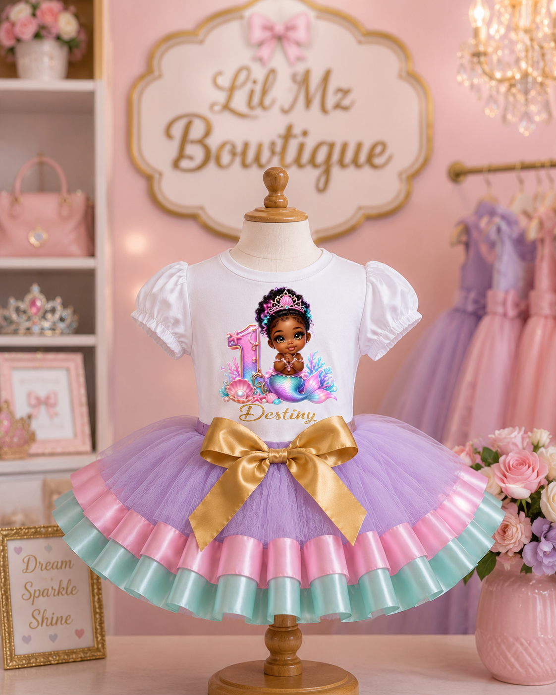 Personalized Mermaid 1st Birthday Tutu Outfit for Girls