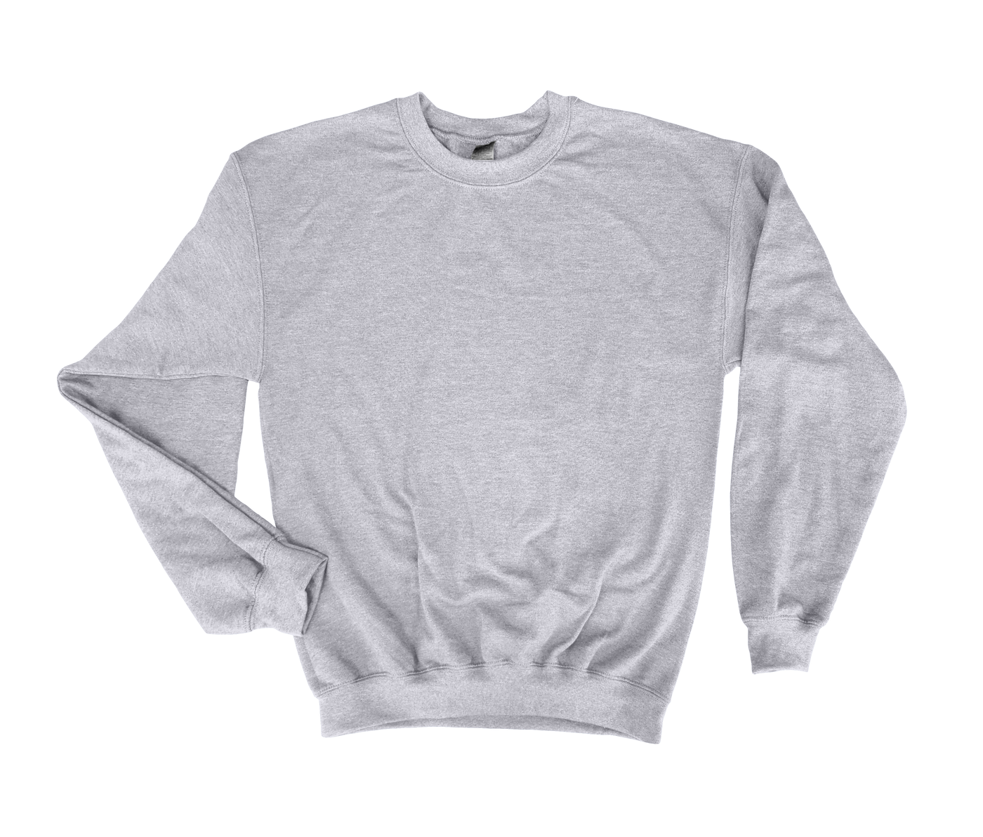 Custom grey sport sweatshirt with long sleeves and crew neck, made of soft cotton-poly blend fabric.