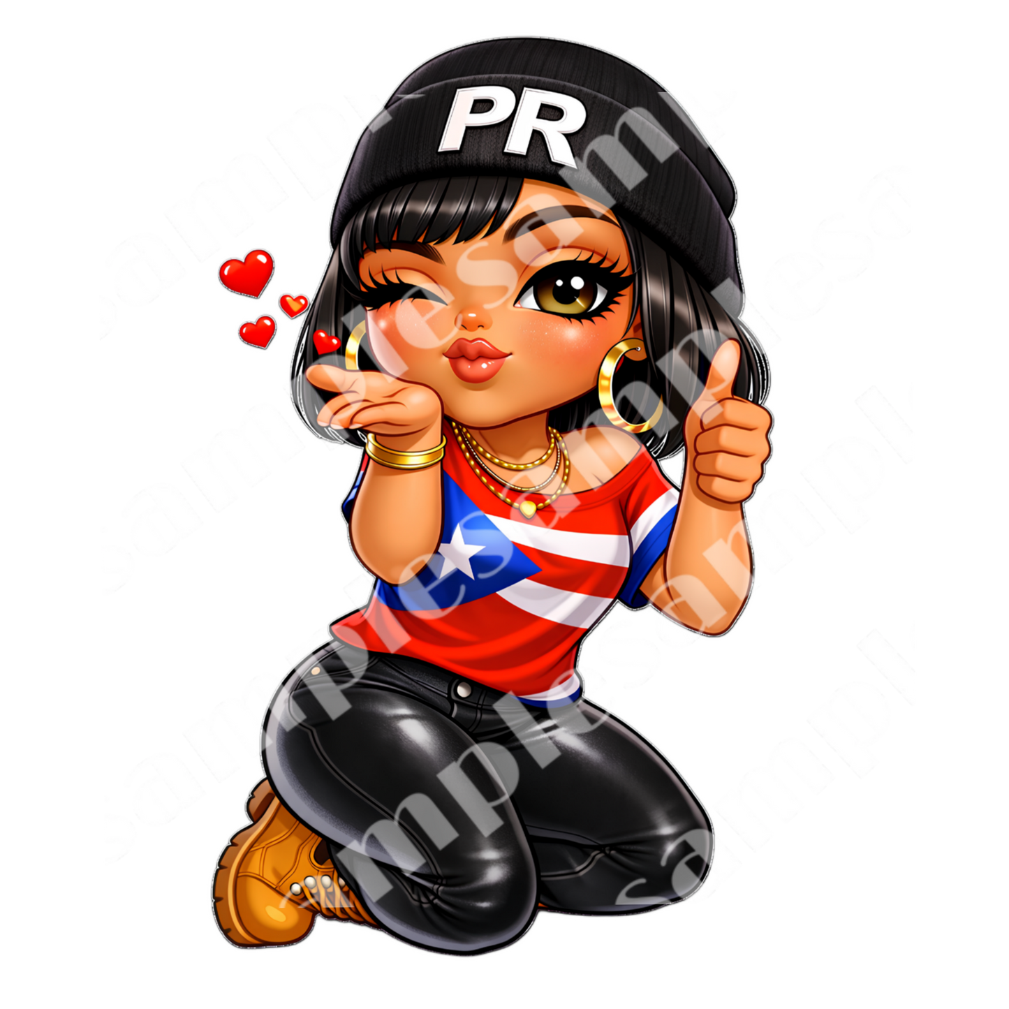 PR Chibi Girl 5 Sticker Designs (Digital product)