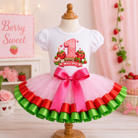StrawBerry Sweet 1st Birthday Tutu Outfit for Girls 