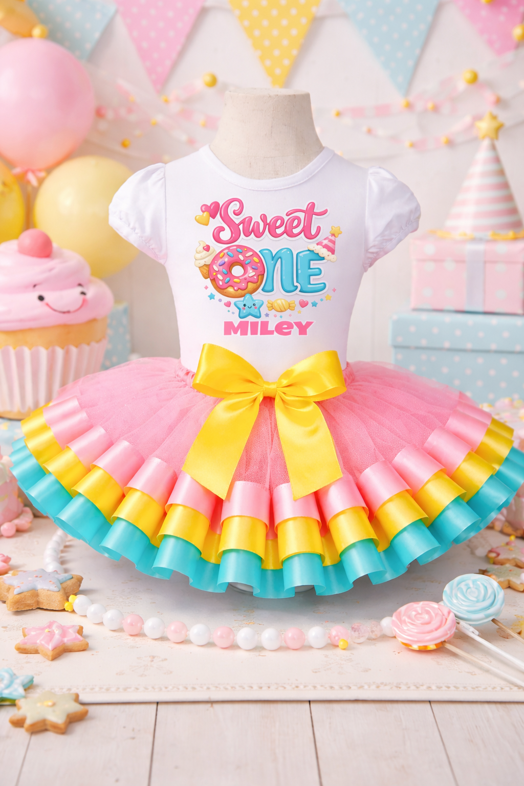 Sweet One Donut Theme Birthday Tutu Outfit for Baby Girl – Custom 1st Birthday Shirt and Tutu