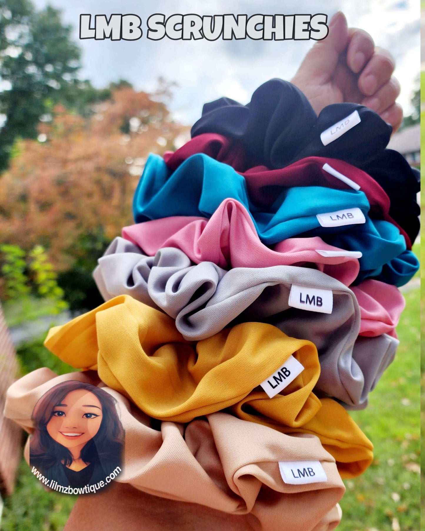 Colorful XL knit scrunchies made of lightweight polyester with smooth finish and stretch