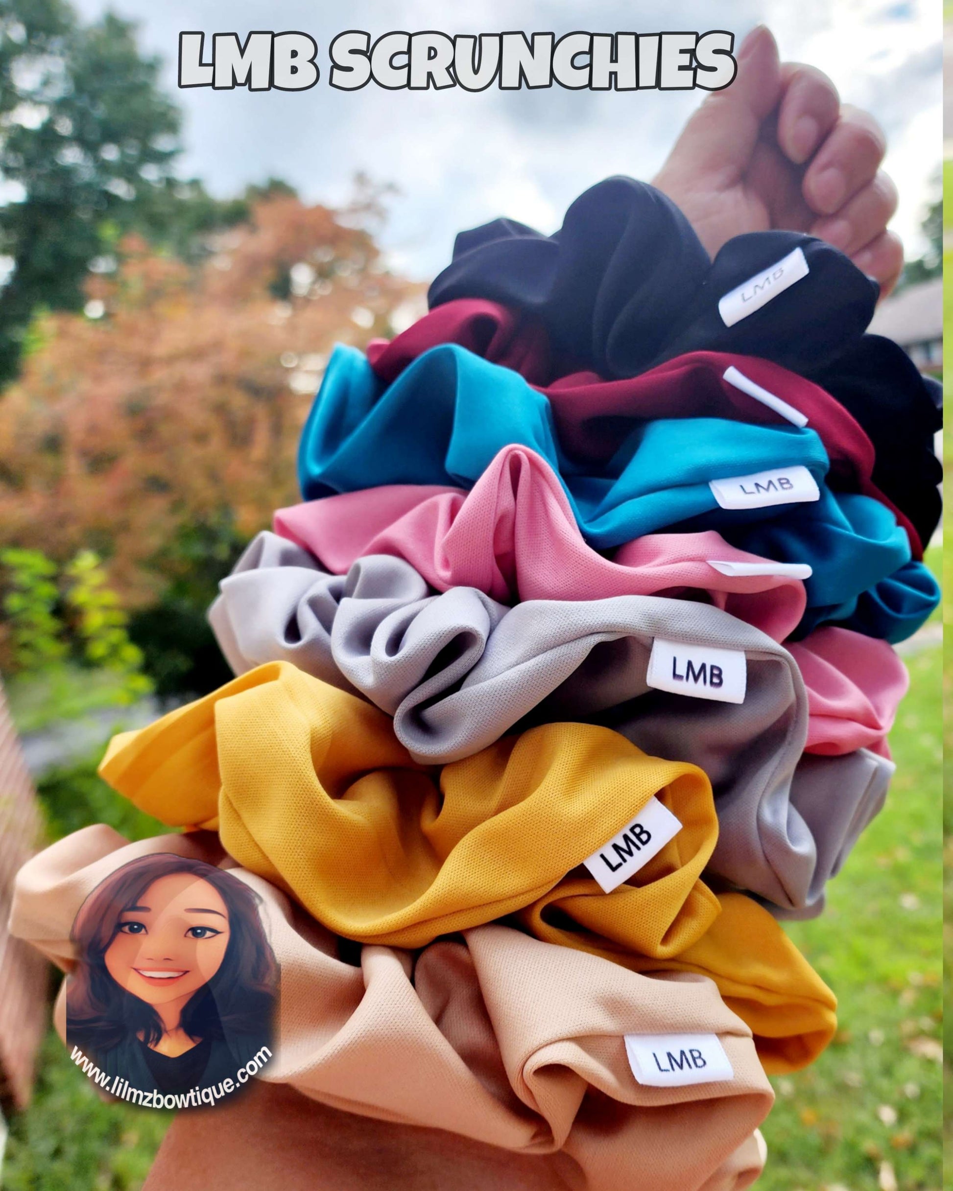 Colorful XL knit scrunchies made of lightweight polyester with smooth finish and stretch