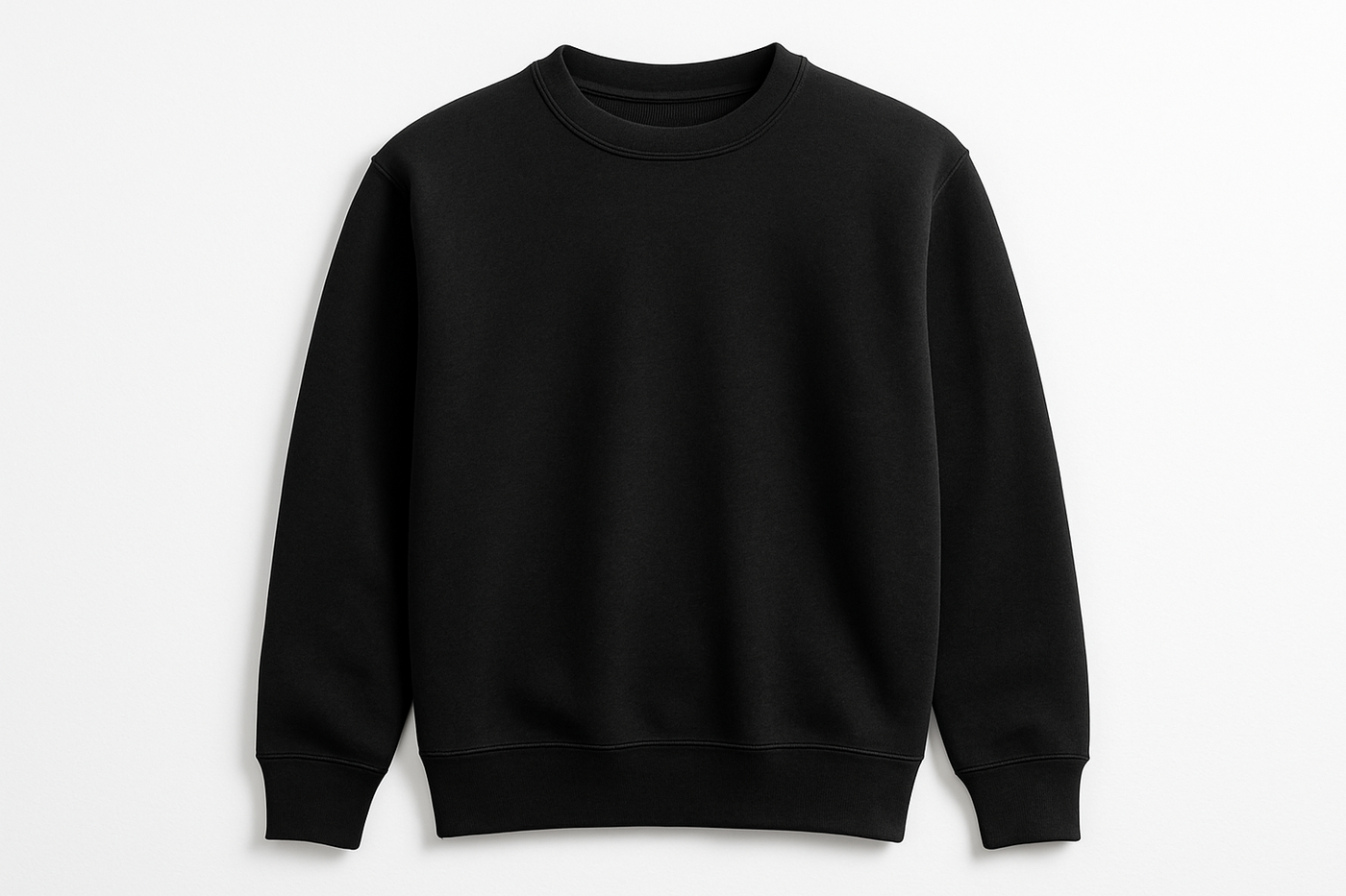 Black custom sweat shirt unisex soft style cotton polyester blend