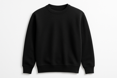 Black custom sweat shirt unisex soft style cotton polyester blend