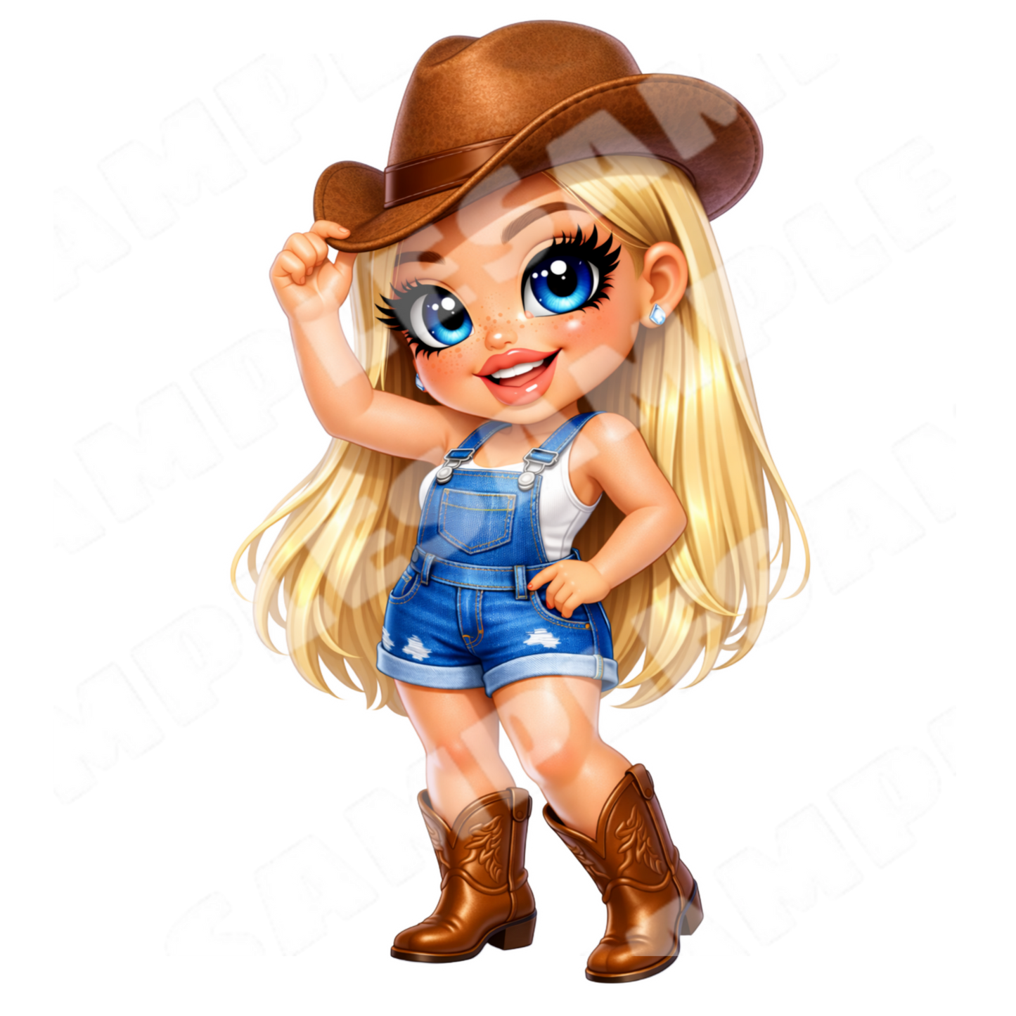 Cowgirl Cutie & Farm Friends Sticker Bundle 8 PNG Digital Stickers(Digital Product)