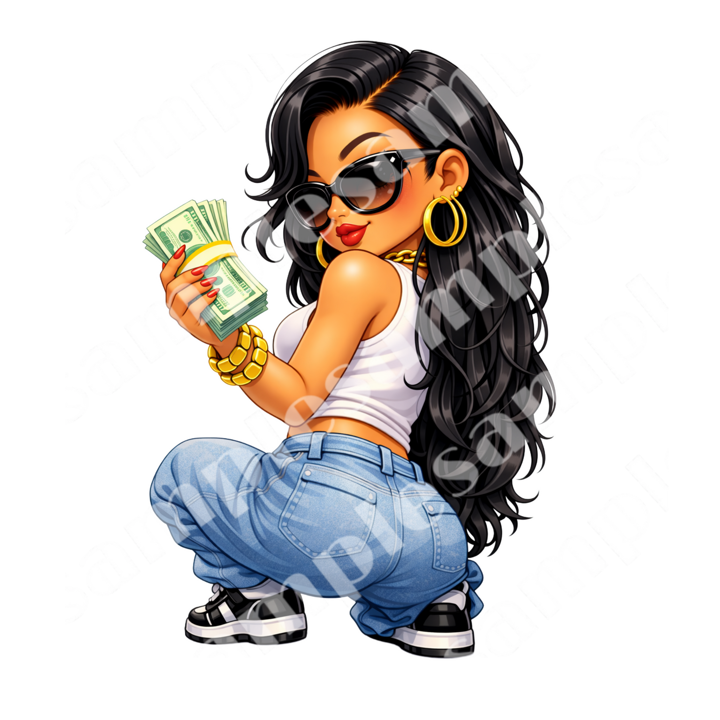 Money Moves 5 Chibi Girl Sticker Bundle Cliparts ( Digital Product)