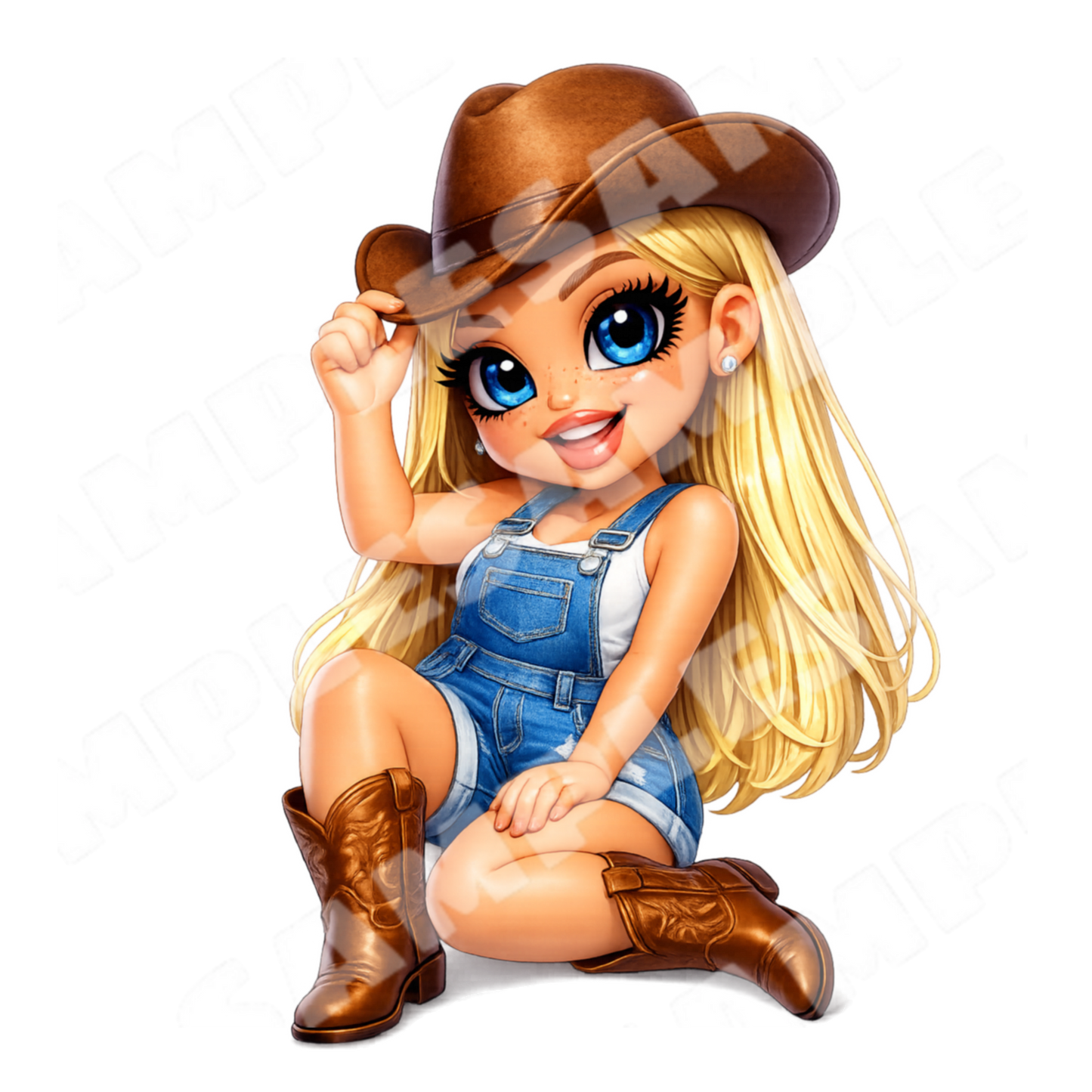 Cowgirl Cutie & Farm Friends Sticker Bundle 8 PNG Digital Stickers(Digital Product)