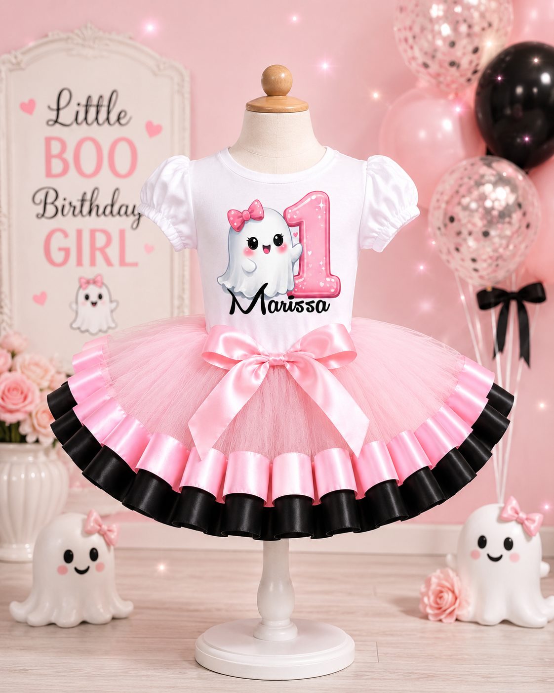 Custom Little Boo Ghost Tutu Outfit | 1st Birthday Girl