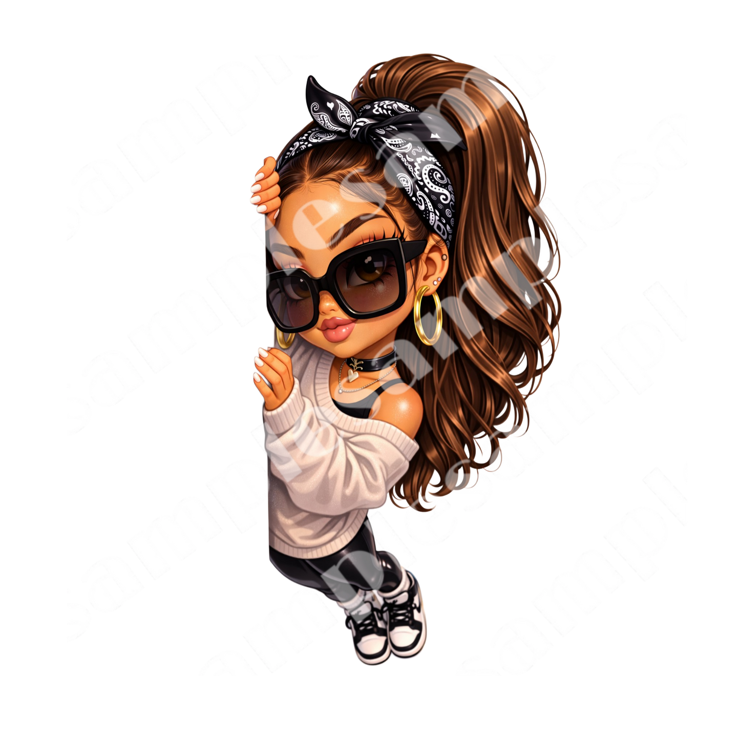 Sassy Chibi Chic 8 Sticker Bundle Cliparts (Digital Product)