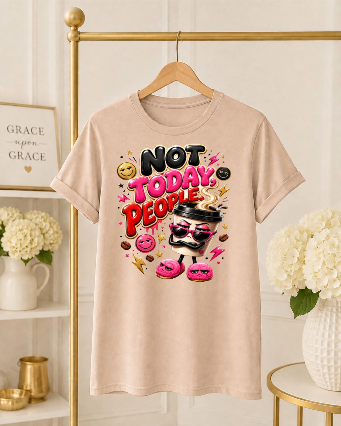 Not Today People Funny Coffee T-Shirt | Sarcastic Adult Graphic Tee