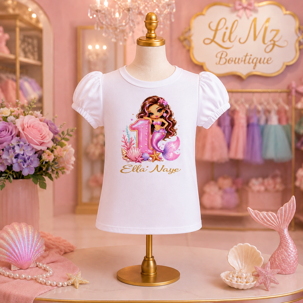 Personalized Mermaid 1st Birthday Shirt