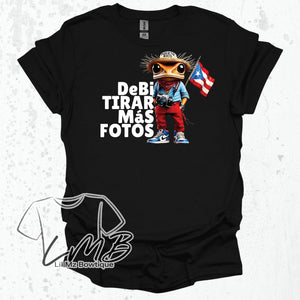 Black Concho Puerto Rico Coqui T-shirt with camera and flag design