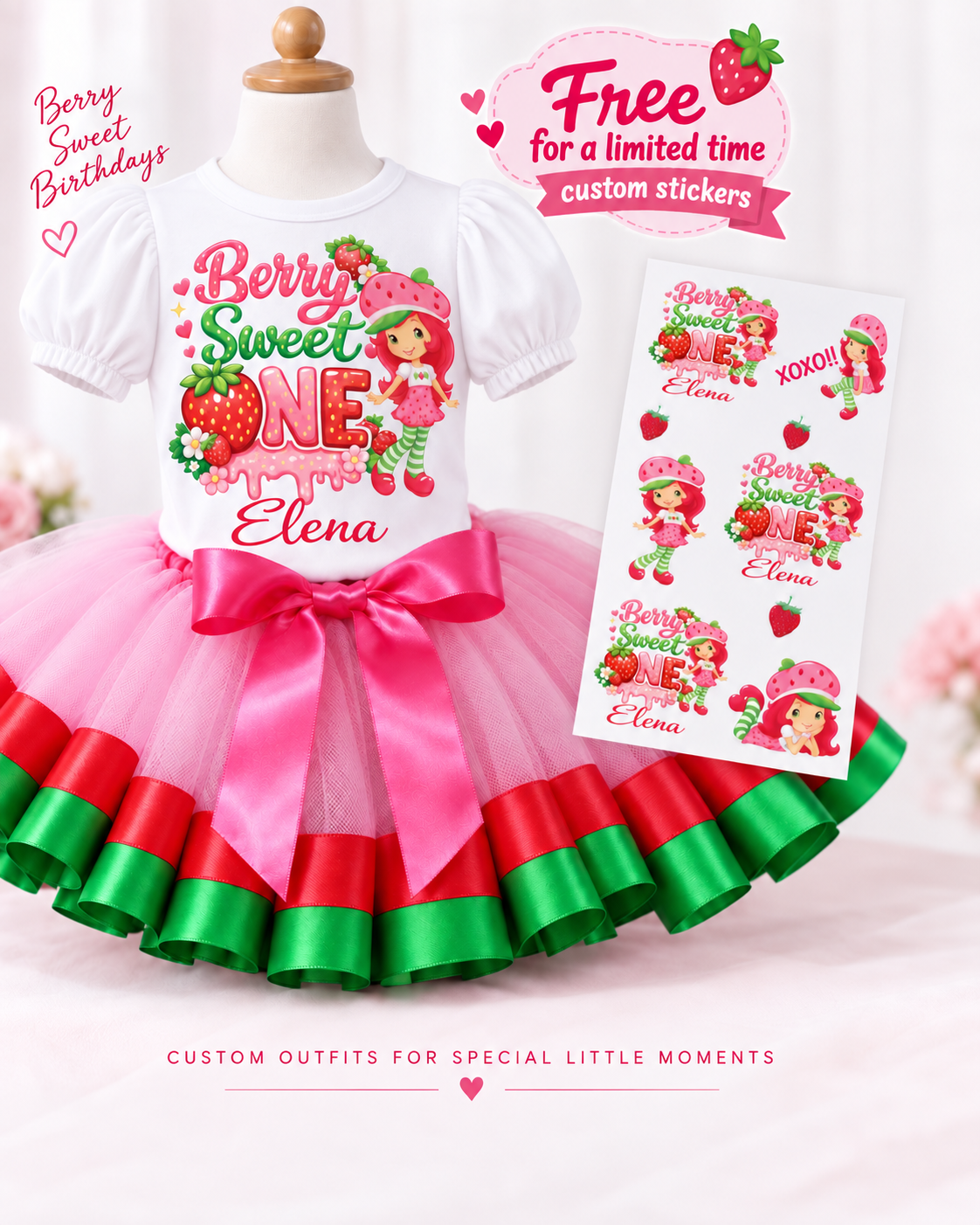 Berry Sweet One Strawberry Shortcake 1st birthday tutu outfit