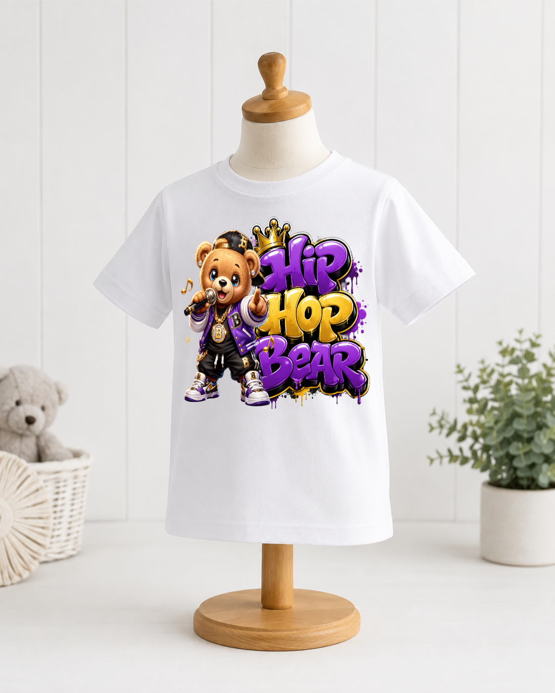 Hip Hop Bear Kids T-Shirt – Cool Urban Graffiti Youth Graphic Tee