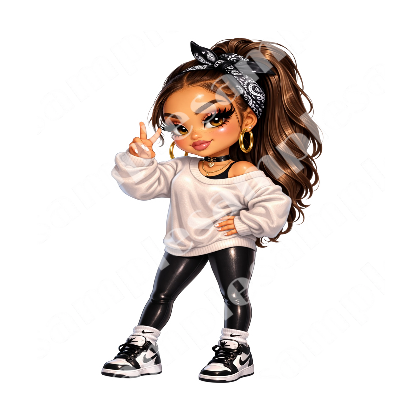 Sassy Chibi Chic 8 Sticker Bundle Cliparts (Digital Product)