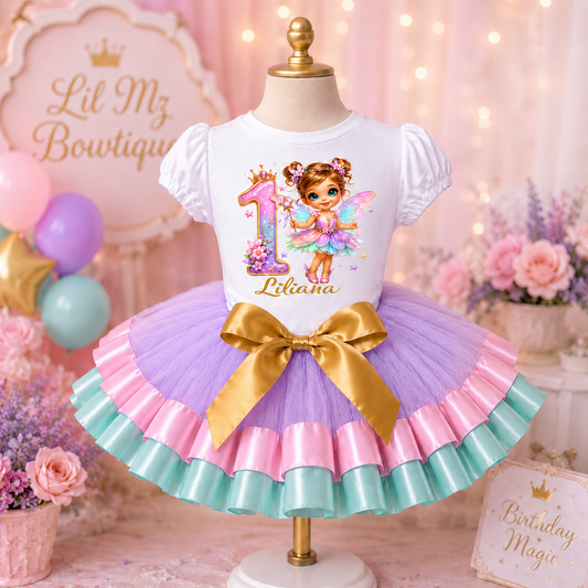 Fairy Princess 1st Birthday Tutu Outfit | Personalized Pastel Birthday Outfit