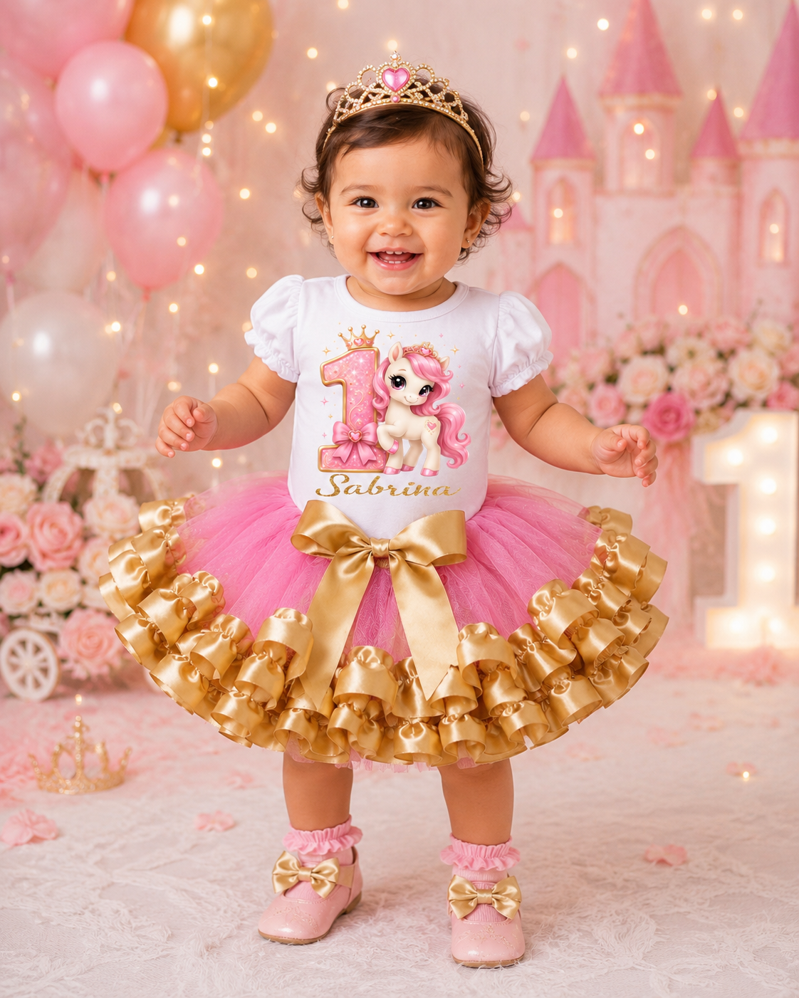 Unicorn Princess 1st Birthday Tutu Outfit for Girls | Pink & Gold