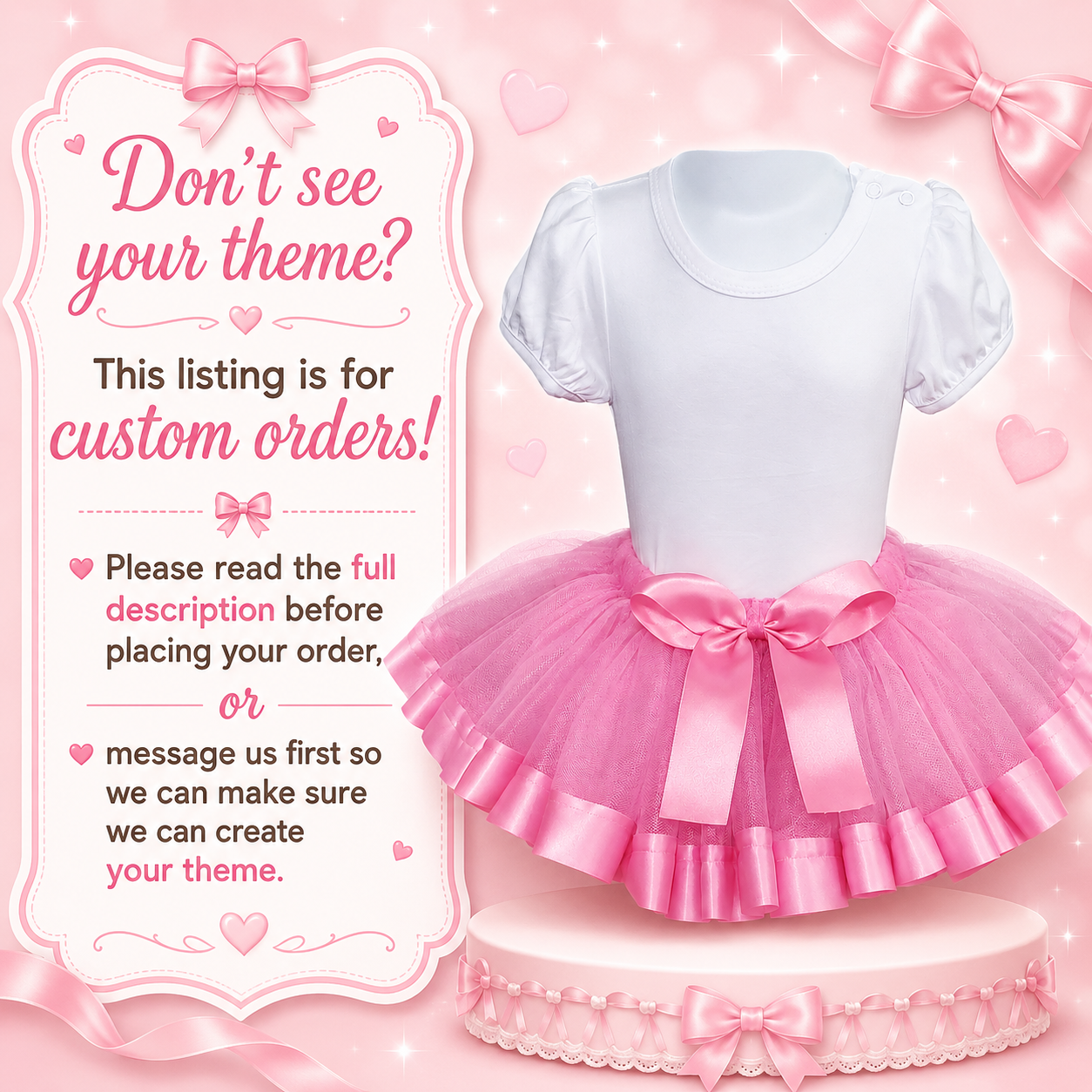 Custom Tutu Outfit (Single Ribbon Trim)