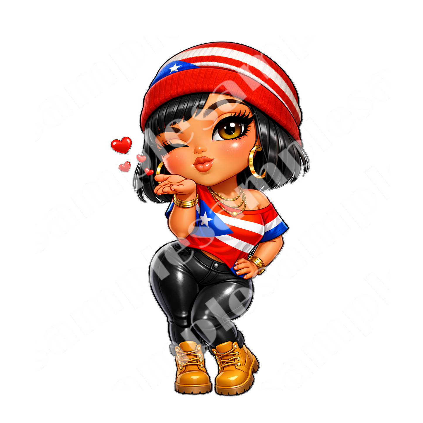 PR Beanie Chibi Girl 5 Sticker Designs (Digital product)
