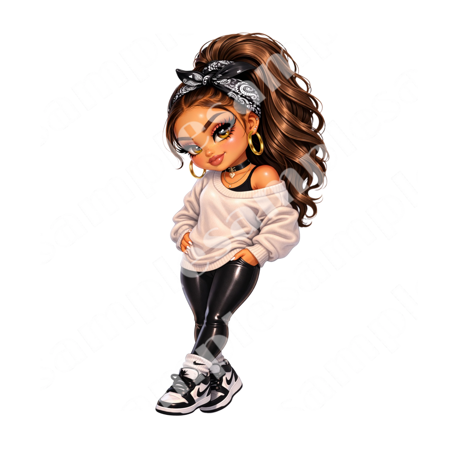 Sassy Chibi Chic 8 Sticker Bundle Cliparts (Digital Product)