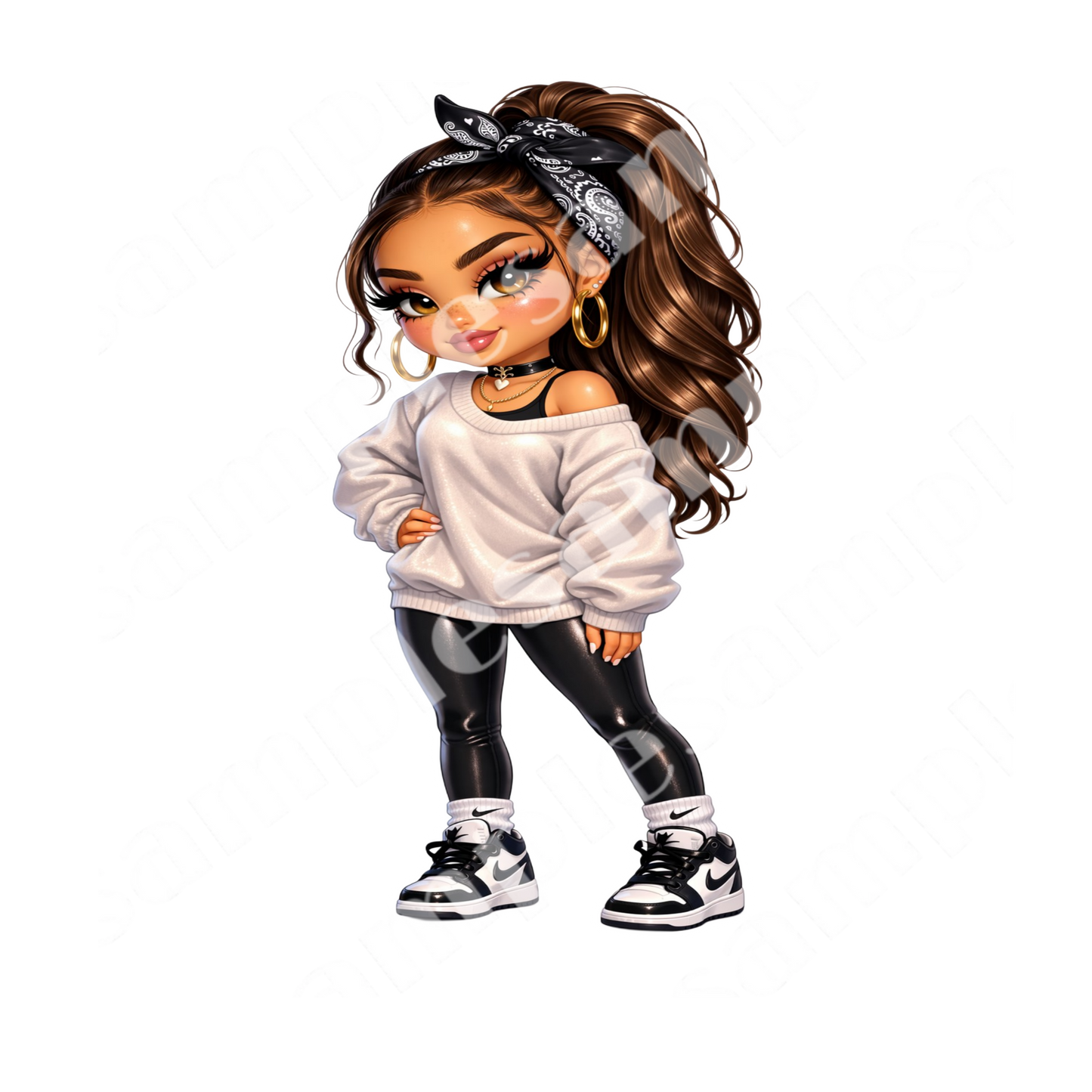 Sassy Chibi Chic 8 Sticker Bundle Cliparts (Digital Product)