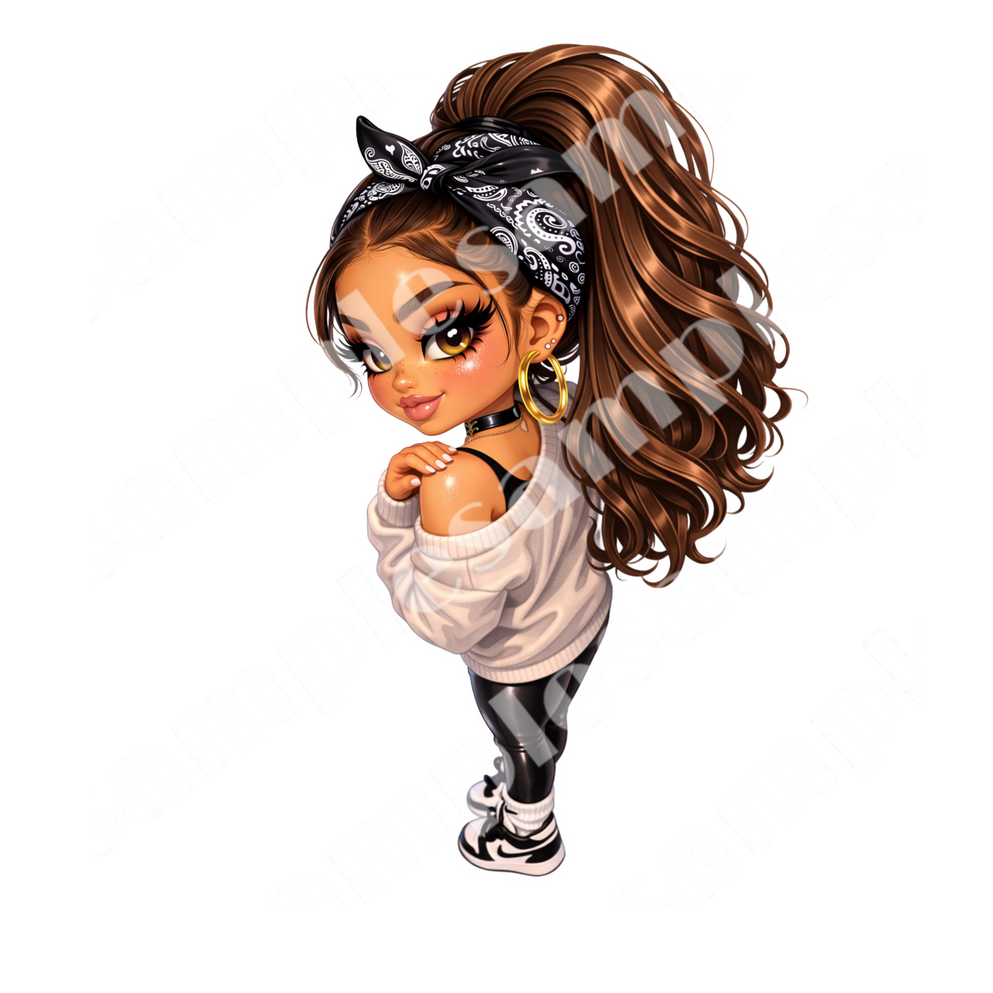 Sassy Chibi Chic 8 Sticker Bundle Cliparts (Digital Product)