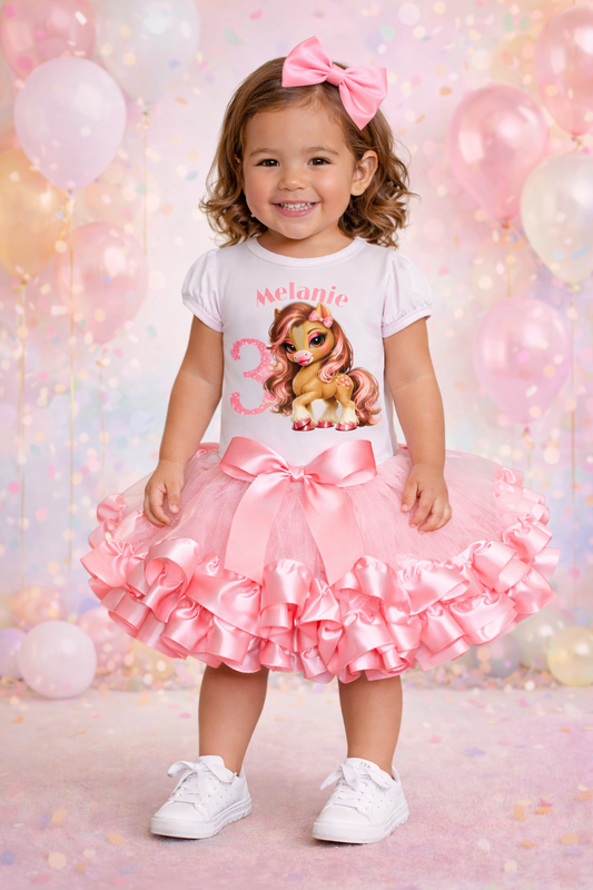 Cute Pony Theme Birthday Ruffled Tutu Outfit