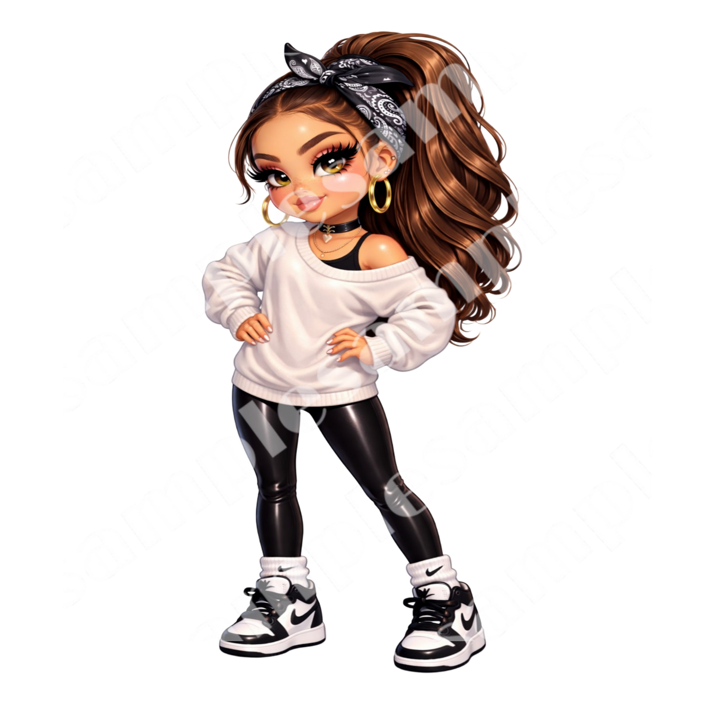 Sassy Chibi Chic 8 Sticker Bundle Cliparts (Digital Product)